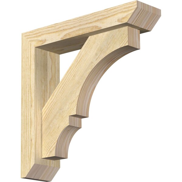Ekena Millwork Balboa Slat Rough Sawn Bracket w/ Offset Brace, Douglas Fir, 4"W x 16"D x 16"H BKT0402X16X16BOA06RDF - main